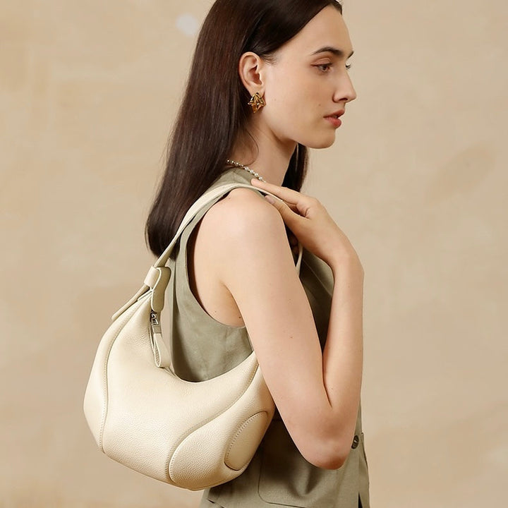 Women's Genuine Leather Niche Crescent Vintage Shoulder Crossbody Bag