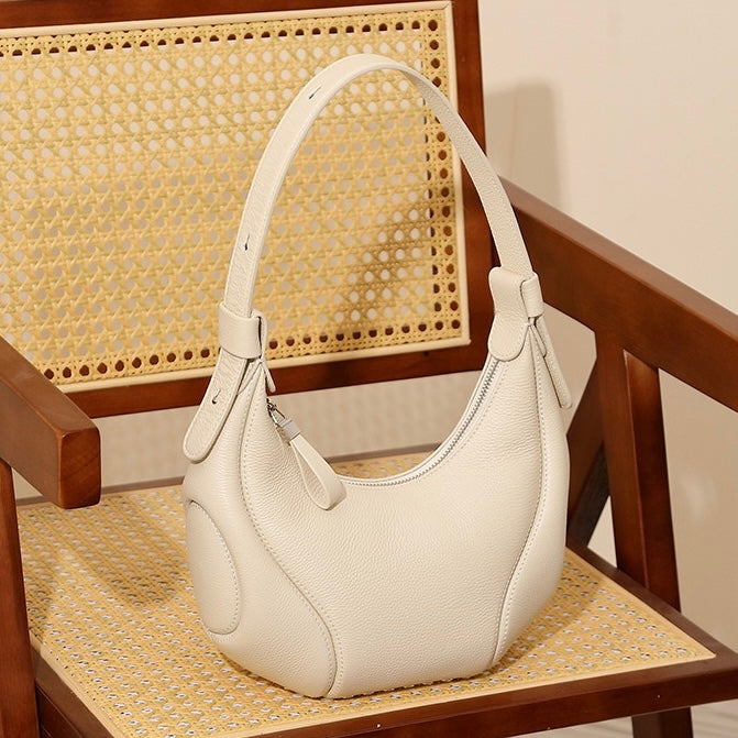 Women's Genuine Leather Niche Crescent Vintage Shoulder Crossbody Bag