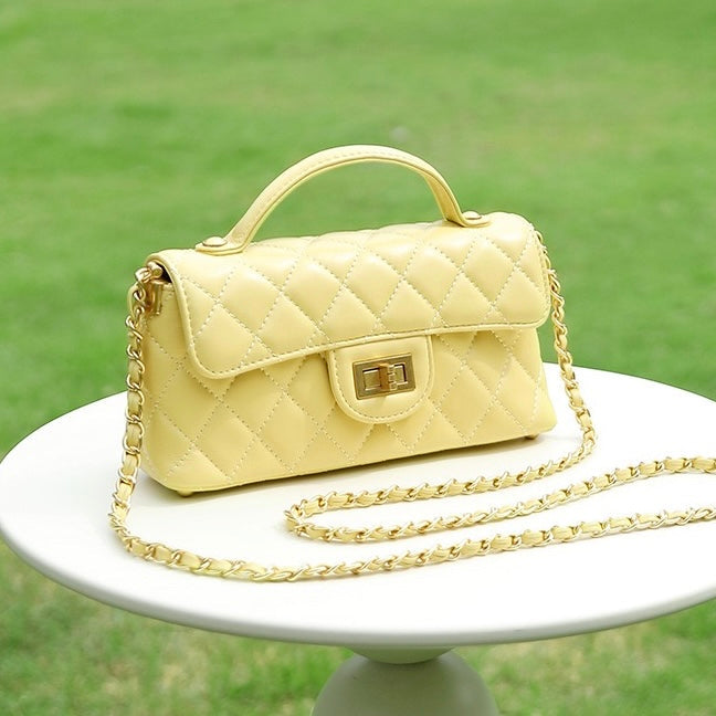 Women’s Genuine Leather Quilted Chain Shoulder Crossbody Bag