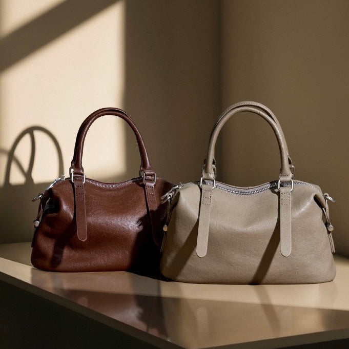 Top Grain Leather Vintage Fashion Pillow Handbag Crossbody Bag