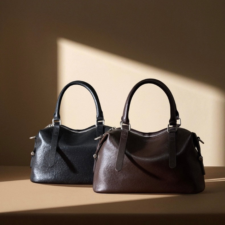 Top Grain Leather Vintage Fashion Pillow Handbag Crossbody Bag