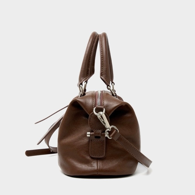 Top Grain Leather Vintage Fashion Pillow Handbag Crossbody Bag