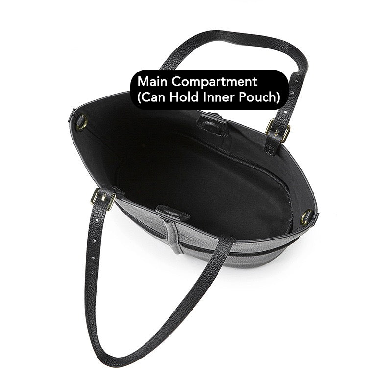 Women’s Luxury Genuine Leather Commuter Tote Bag with Inner Pouch