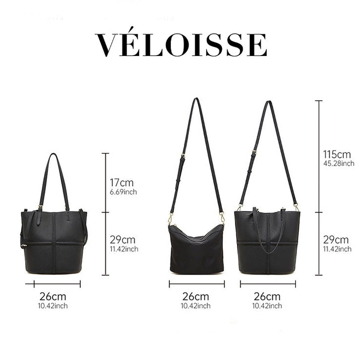 Women’s Luxury Genuine Leather Commuter Tote Bag with Inner Pouch