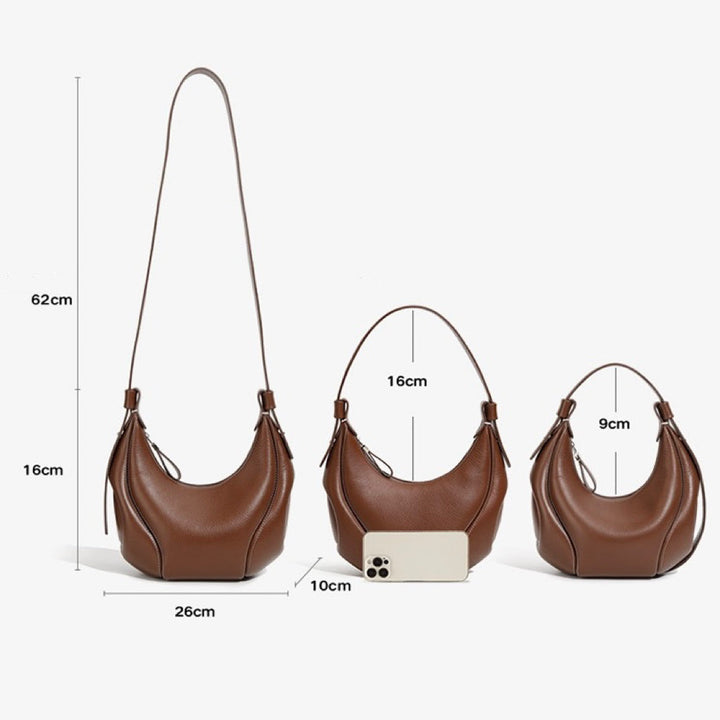 Women's Genuine Leather Niche Crescent Vintage Shoulder Crossbody Bag
