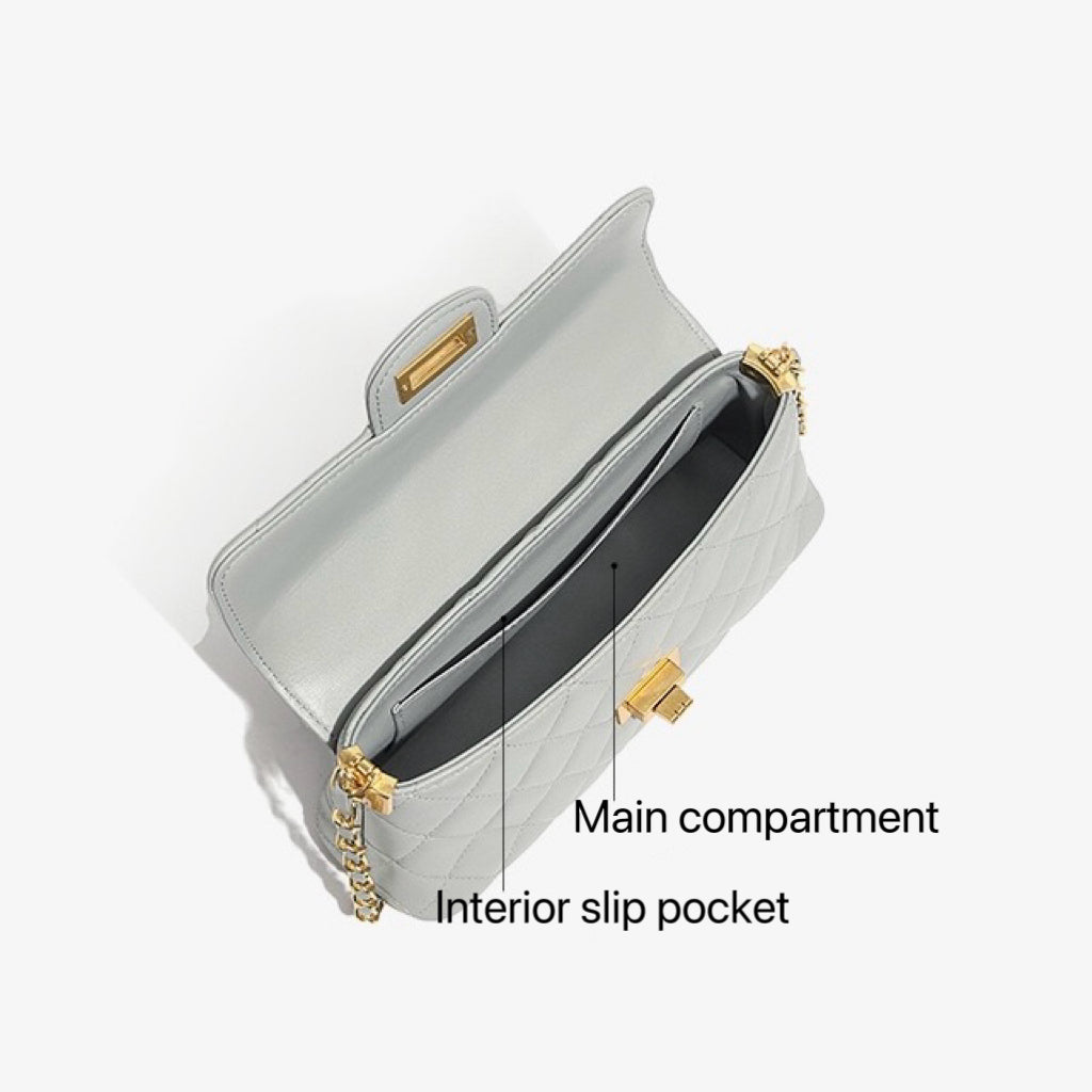 Women’s Genuine Leather Quilted Chain Shoulder Crossbody Bag