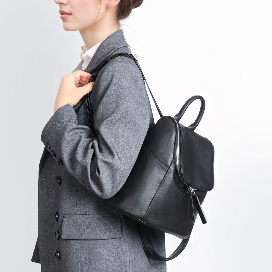 Minimalist Timeless Creamy Genuine Leather Backpack