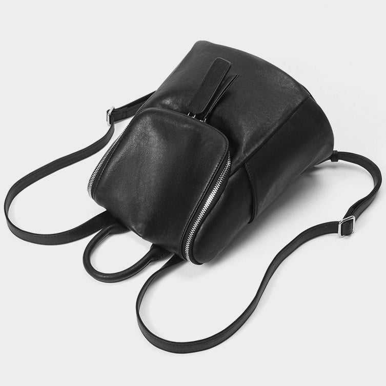 Minimalist Timeless Creamy Genuine Leather Backpack