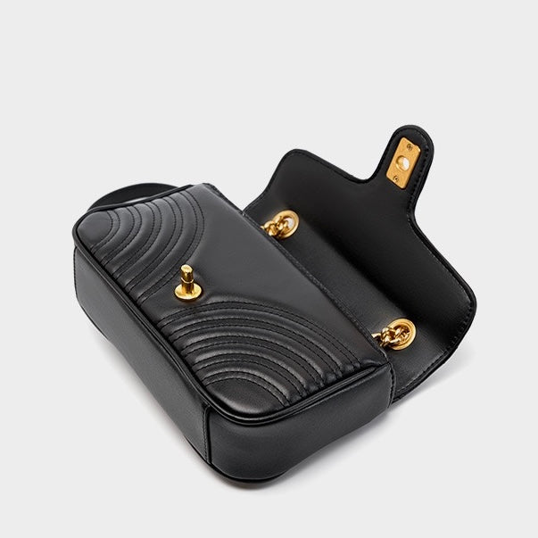 Women's Genuine Leather Love Diamond Chain Crossbody Bag