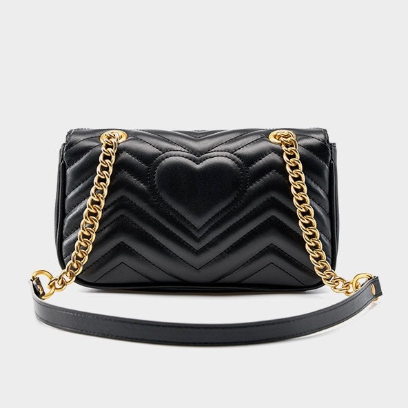 Women's Genuine Leather Love Diamond Chain Crossbody Bag