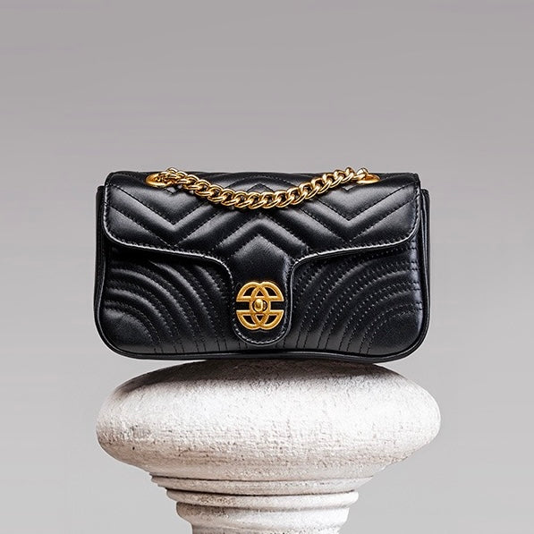 Women's Genuine Leather Love Diamond Chain Crossbody Bag