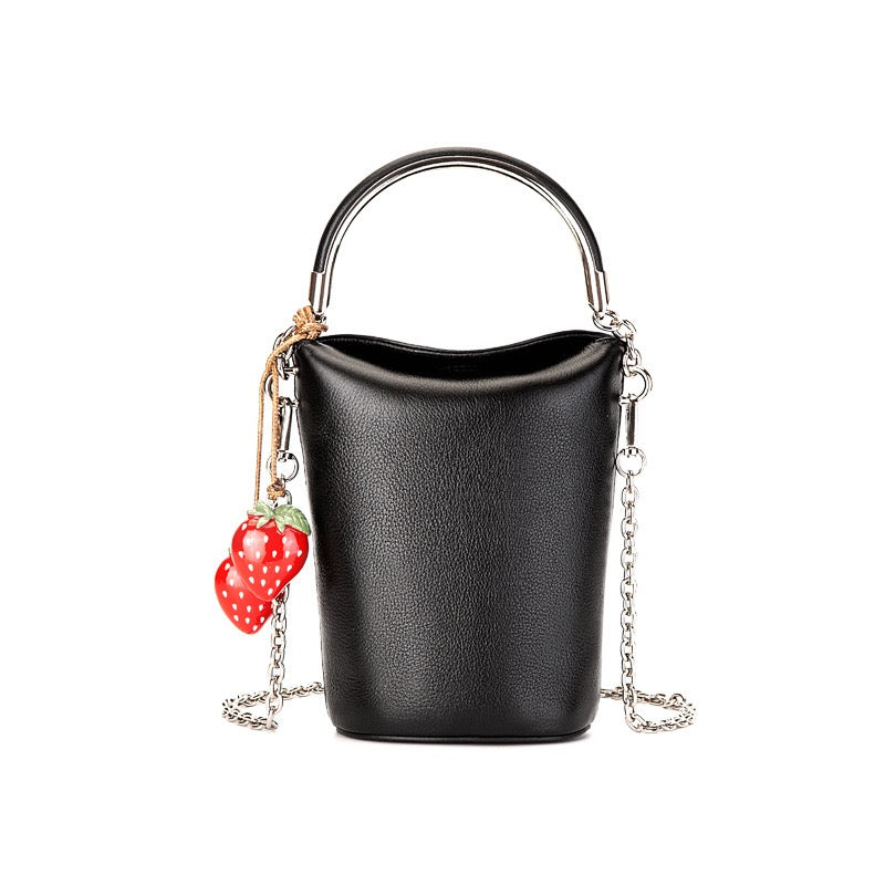 Genuine Leather Mini Bucket Phone Crossbody Handbag