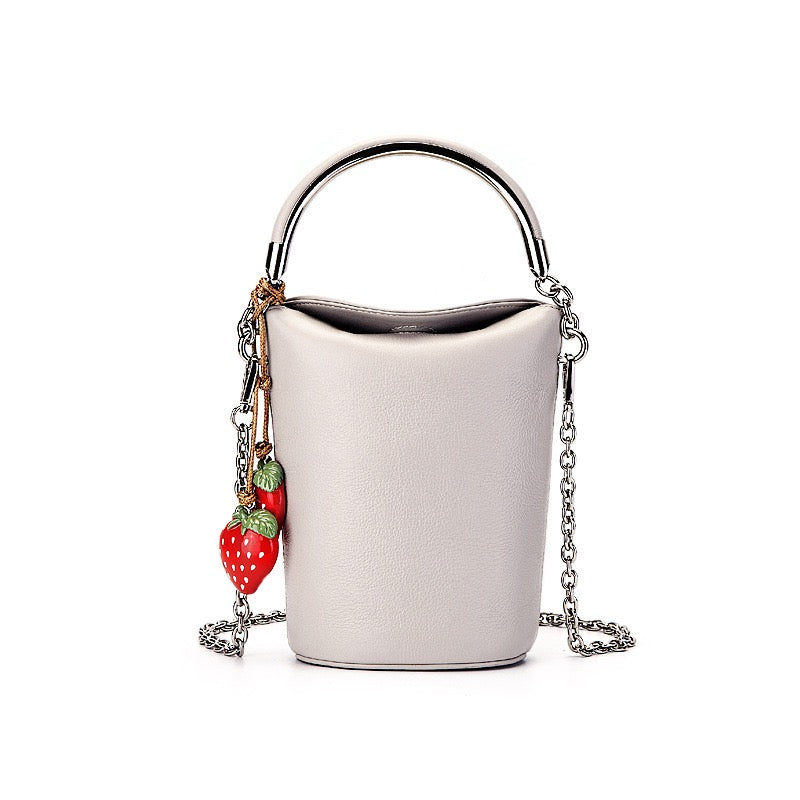 Genuine Leather Mini Bucket Phone Crossbody Handbag