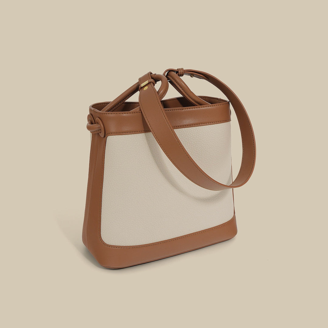 Women's Premium Genuine Leather Crossbody Handheld Commuting Bucket Bag