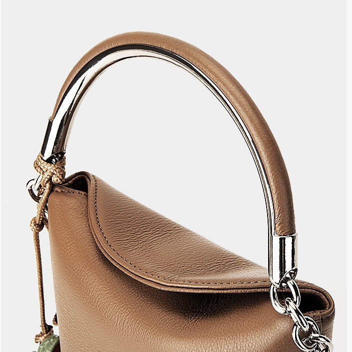 Genuine Leather Mini Bucket Phone Crossbody Handbag