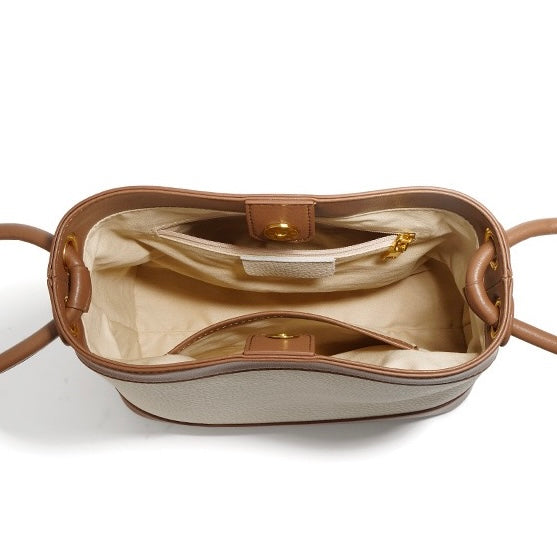 Women's Premium Genuine Leather Crossbody Handheld Commuting Bucket Bag