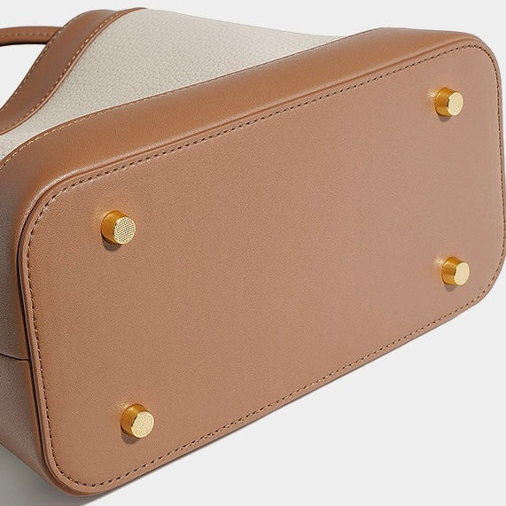 Women's Premium Genuine Leather Crossbody Handheld Commuting Bucket Bag