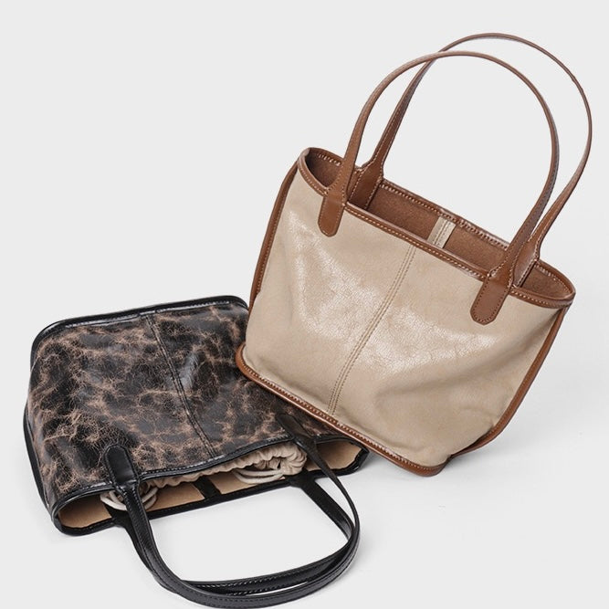Women's Vintage Genuine Leather Tote with Pouch