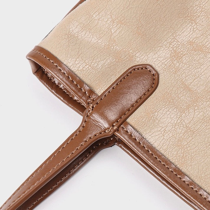 Women's Vintage Genuine Leather Tote with Pouch