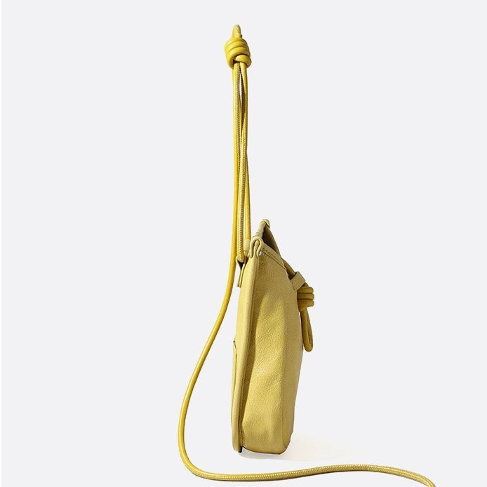 Women's Genuine Leather Drawstring Crossbody Phone Mini Bag