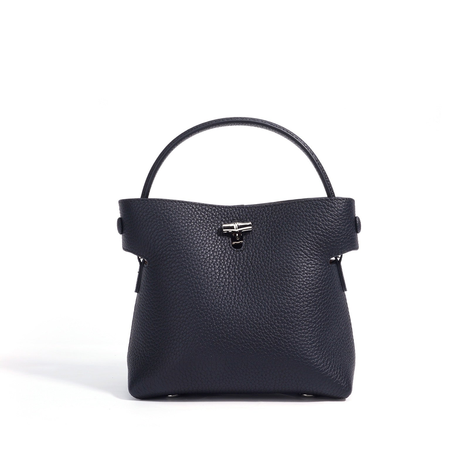 Women's Genuine Cowhide Elegant Bucket Bag Bamboo Handle Tote