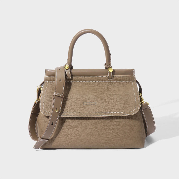 Women's Exquisite Genuine Leather Flip-Top Commuter Handbag