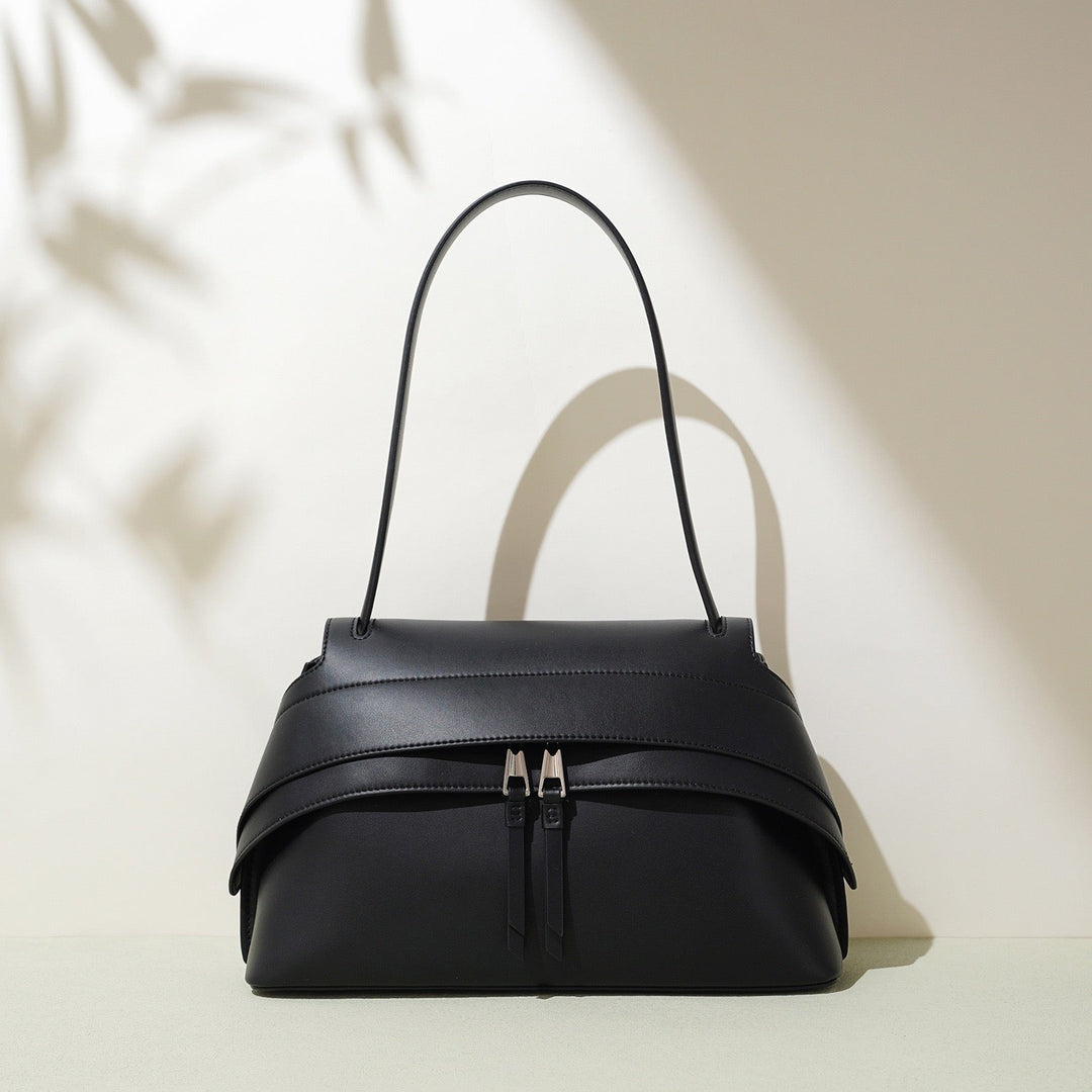 Women's Genuine Cowhide Minimalist Handheld Saddle Bag