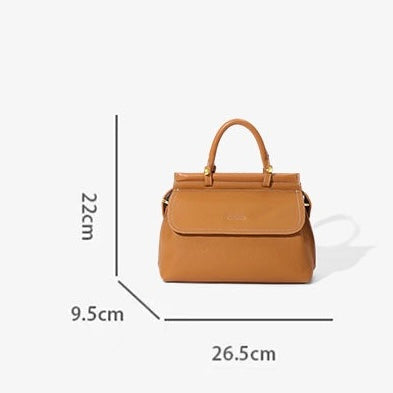 Women's Exquisite Genuine Leather Flip-Top Commuter Handbag
