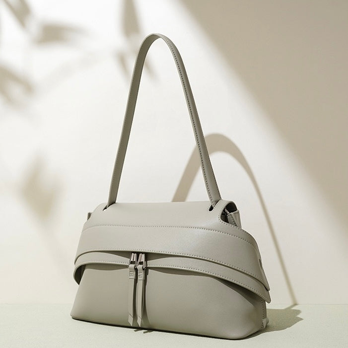 Women's Genuine Cowhide Minimalist Handheld Saddle Bag