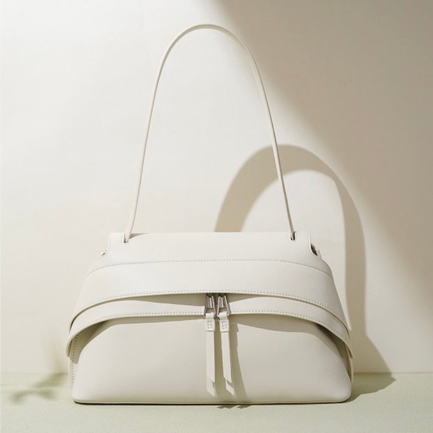 Women's Genuine Cowhide Minimalist Handheld Saddle Bag