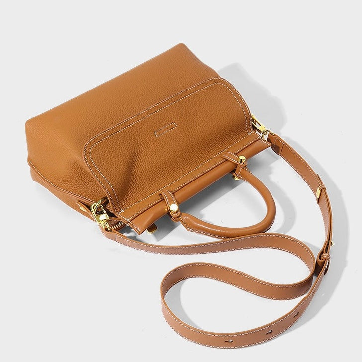 Women's Exquisite Genuine Leather Flip-Top Commuter Handbag