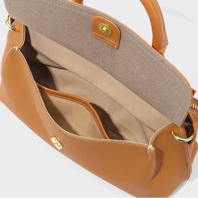 Women's Exquisite Genuine Leather Flip-Top Commuter Handbag