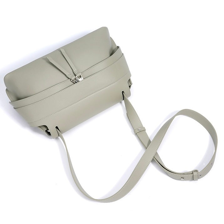 Women's Genuine Cowhide Minimalist Handheld Saddle Bag