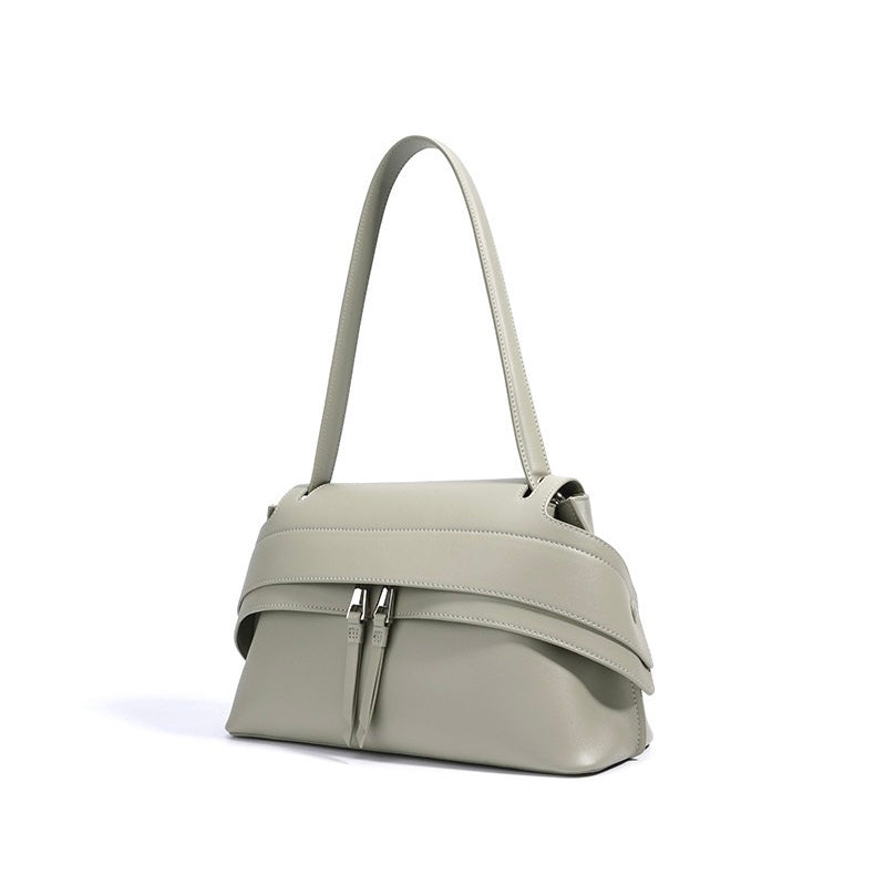 Women's Genuine Cowhide Minimalist Handheld Saddle Bag