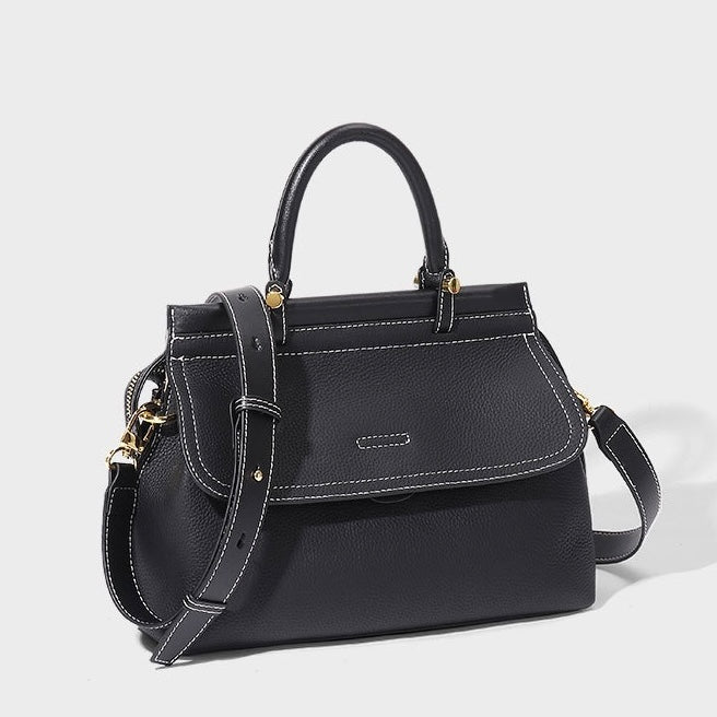 Women's Exquisite Genuine Leather Flip-Top Commuter Handbag