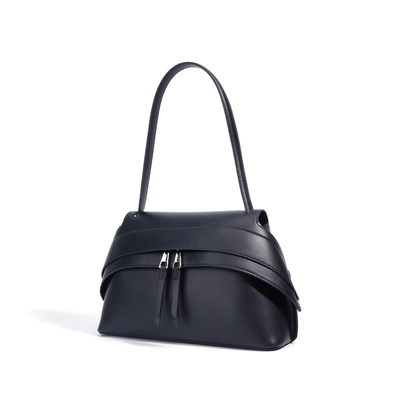 Women's Genuine Cowhide Minimalist Handheld Saddle Bag