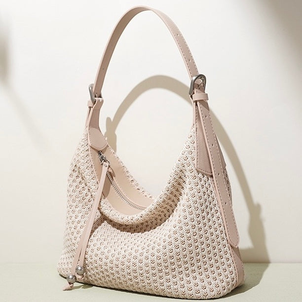 Braided Retro Straw Woven Versatile Large Capacity Dumpling Shoulder Bag