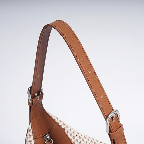 Braided Retro Straw Woven Versatile Large Capacity Dumpling Shoulder Bag