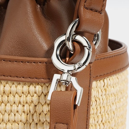Luxury Women's Lambskin Woven Crossbody Handheld Barrel Bag for Beach Vacation