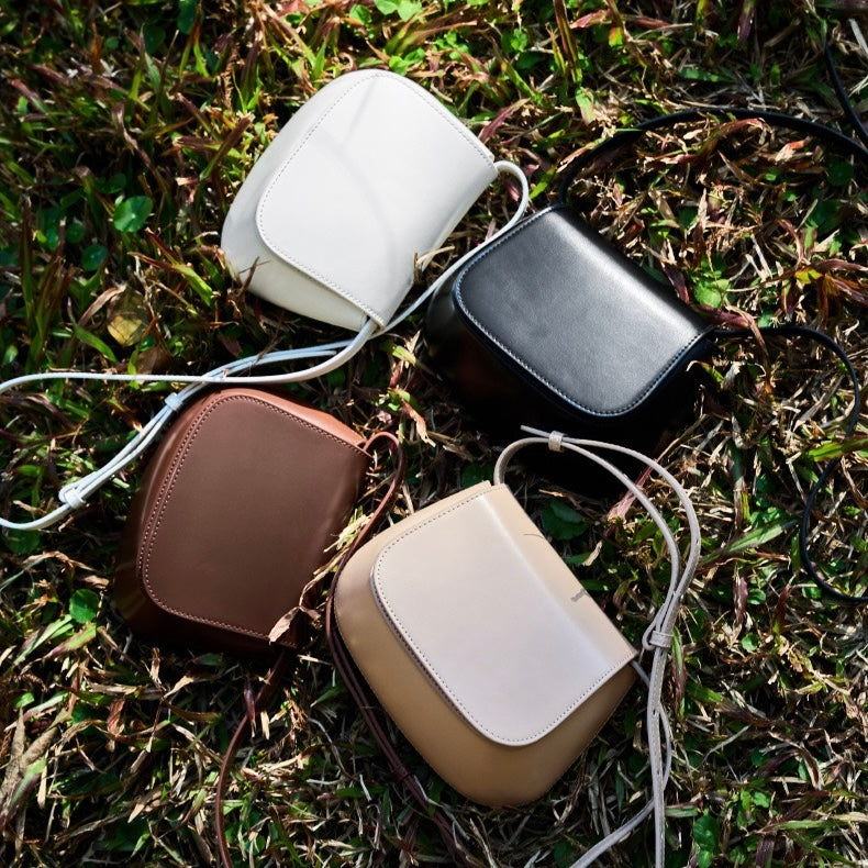 Women’s Genuine Leather Chic Crossbody Saddle Bucket Bag