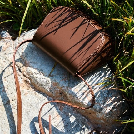 Women’s Genuine Leather Chic Crossbody Saddle Bucket Bag