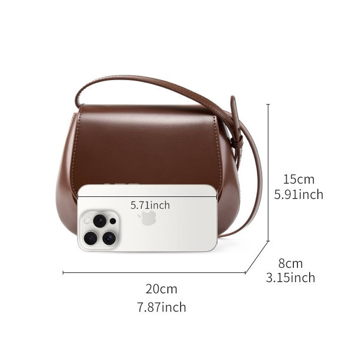 Women’s Genuine Leather Chic Crossbody Saddle Bucket Bag