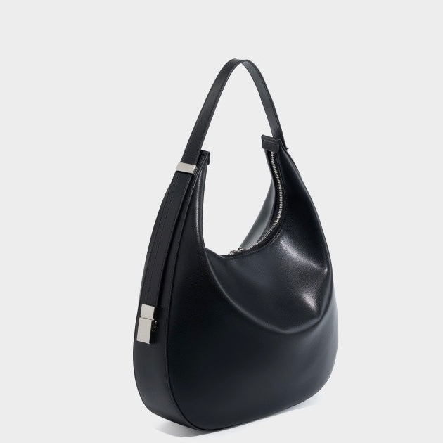 Minimalist Design Genuine Leather Crescent Underarm Shoulder Handbag