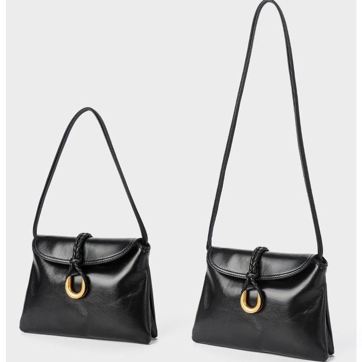 Luxury Braided Accent Envelope-Shaped Leather Crossbody Bag
