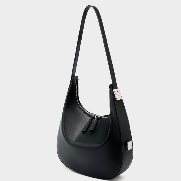 Minimalist Design Genuine Leather Crescent Underarm Shoulder Handbag