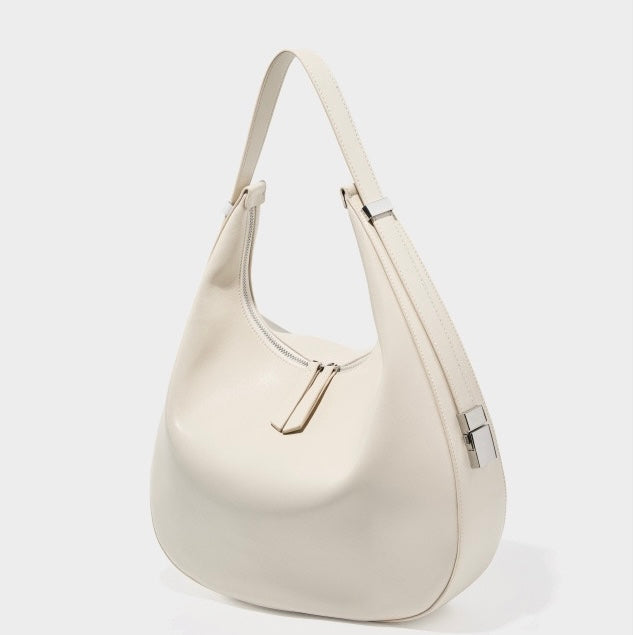 Minimalist Design Genuine Leather Crescent Underarm Shoulder Handbag