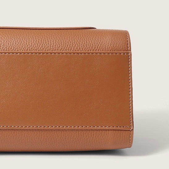 Vintage Textured Leather Satchel Crossbody Bag