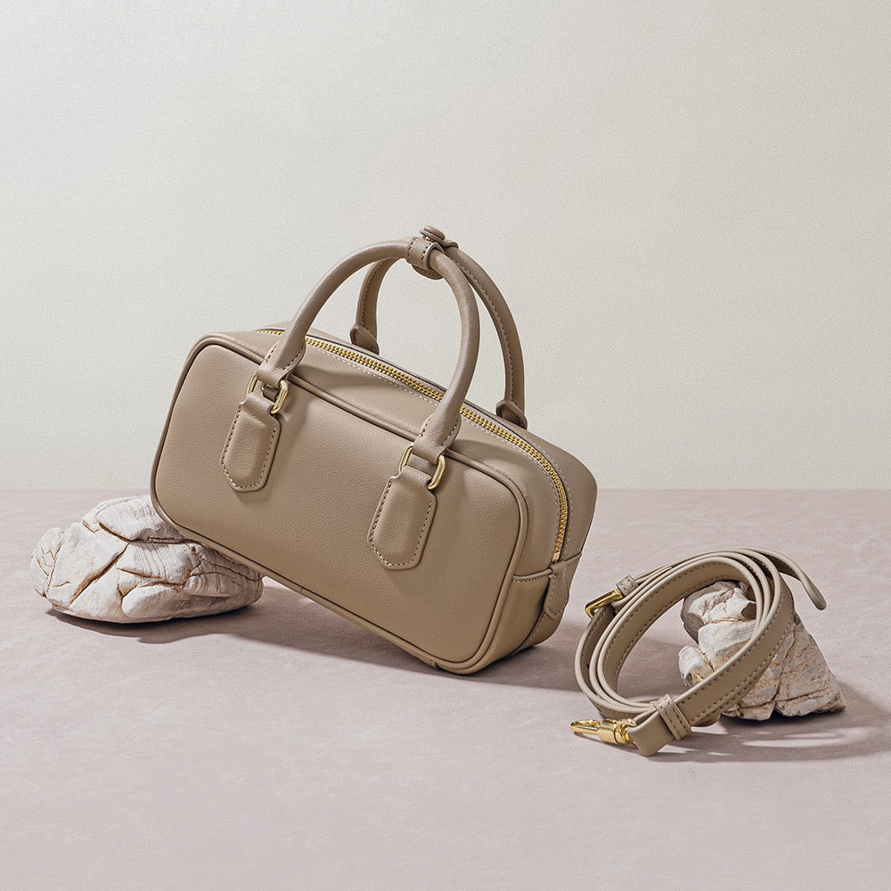 Vintage Boston Bowling Women's Genuine Leather Single-Shoulder Crossbody Handbag