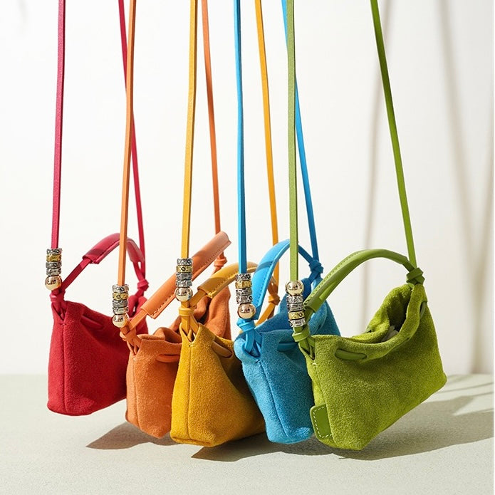 Vintage Frosted Texture Cloud Pleated Mini Handbag Crossbody Bag