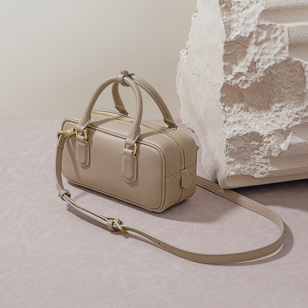 Vintage Boston Bowling Women's Genuine Leather Single-Shoulder Crossbody Handbag